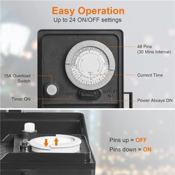 Outdoor Power Stake Timer,  Light Timer, Electrical Power Strip Weatherproof - Picture 2 of 6